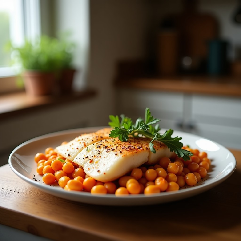 Bacalao Dorado con Espinacas y Garbanzos Crujientes al Pimentón: Receta Saludable en Sartén