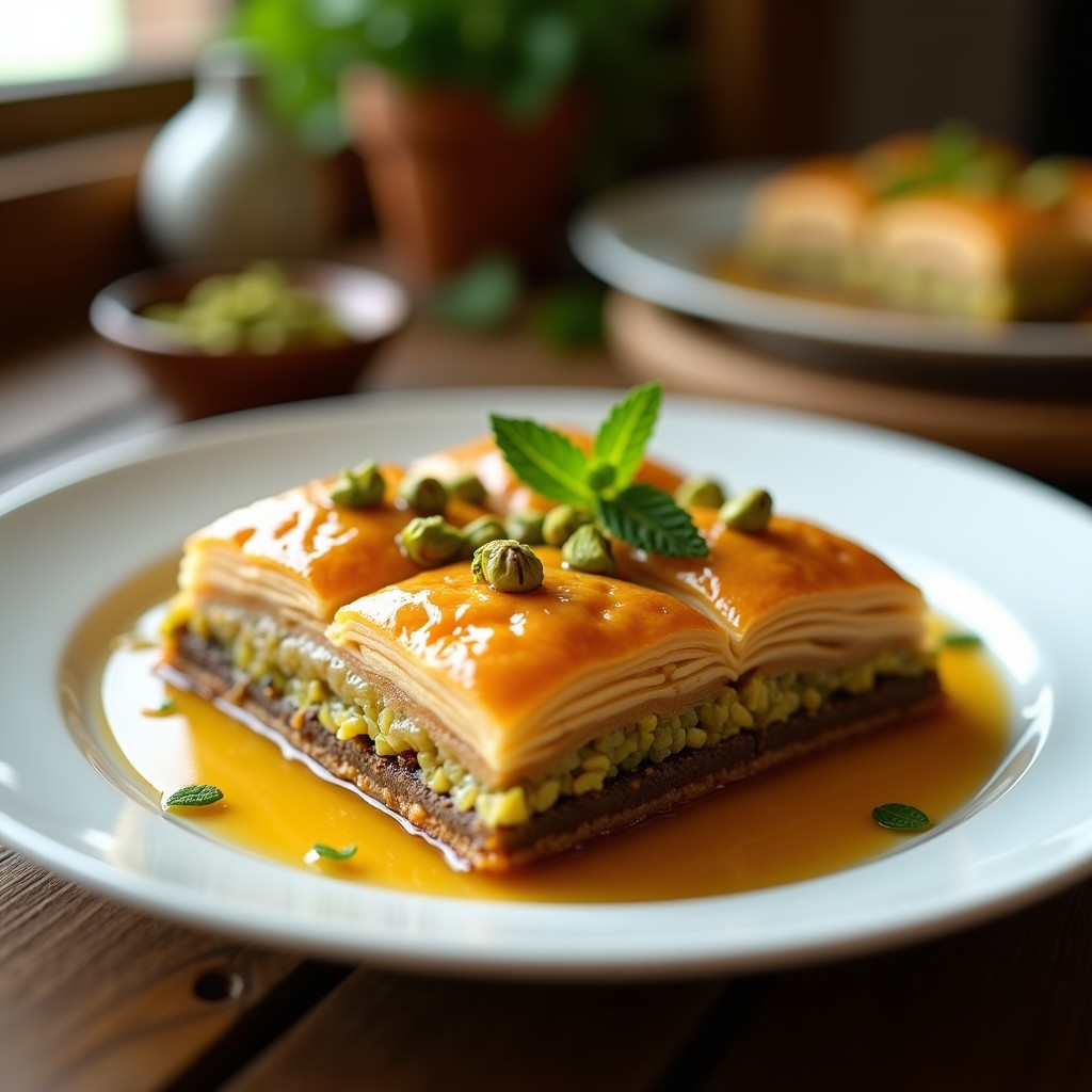 Baklava de Pistachos y Miel de Dátiles: Postre Turco Sin Azúcar Refinado