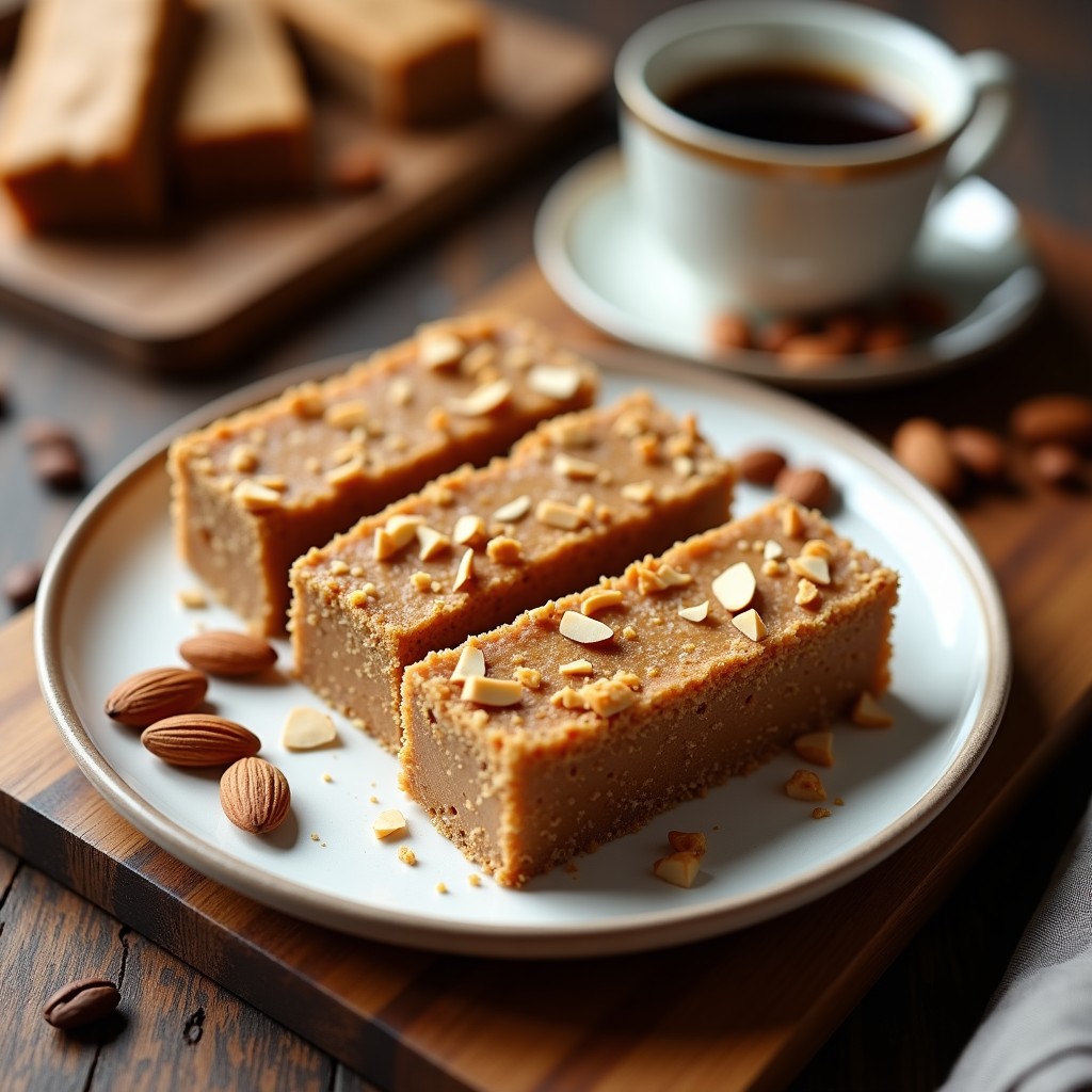 Barritas Energéticas de Café y Nougat de Almendras: Postre Keto Sin Azúcar y Crujiente
