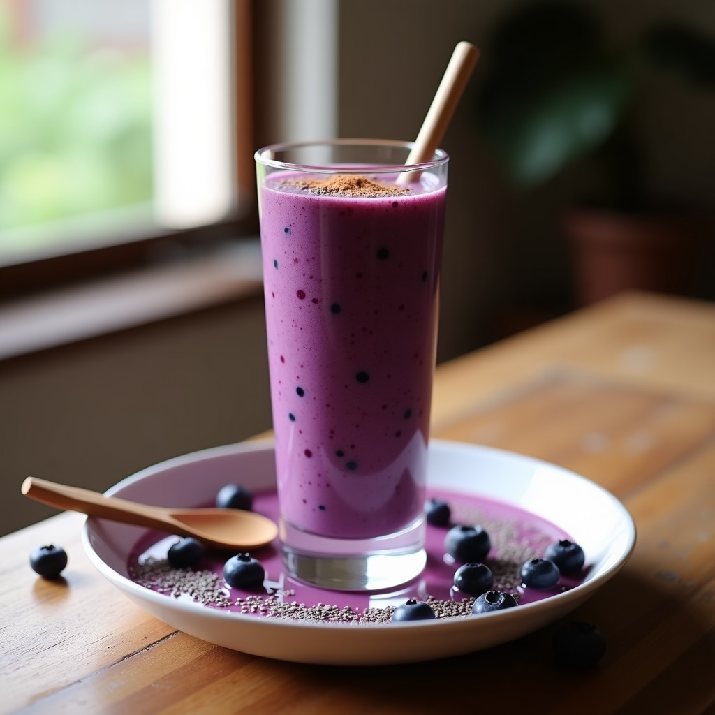 Batido de Açaí y Arándanos con Leche de Almendras: Desayuno Antioxidante en 5 Minutos