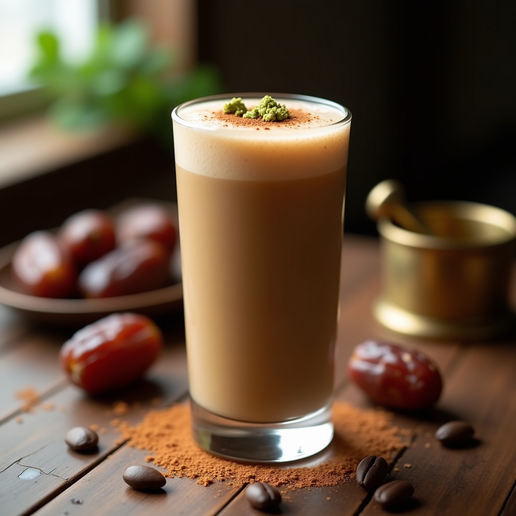 Batido de Café y Dátiles con Especias de Cardamomo: Bebida Energética Sin Azúcar