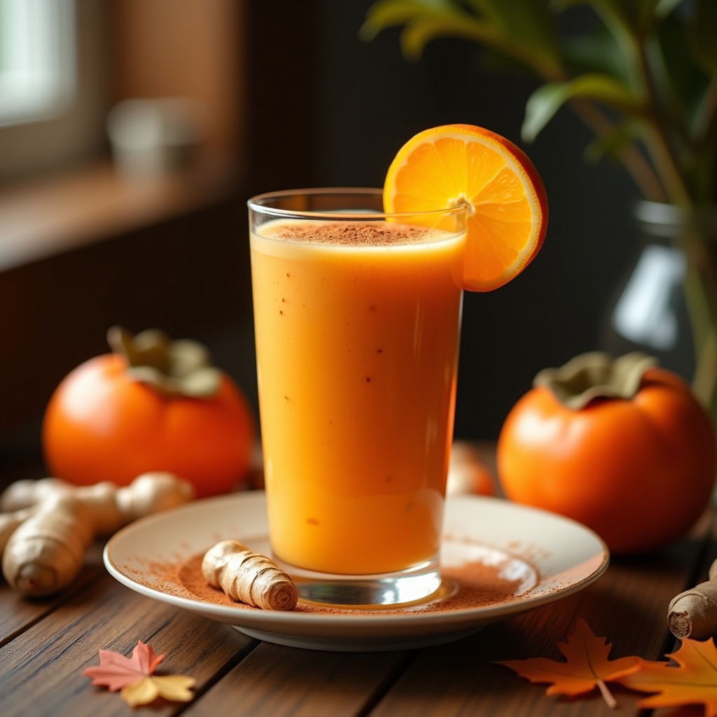 Batido de Caqui y Jengibre: Bebida Otoñal Rica en Fibra y Vitamina A
