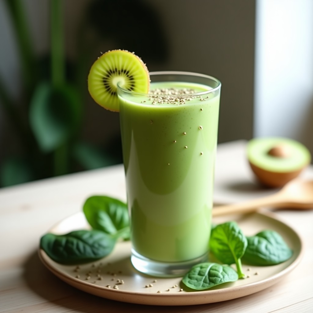 Batido de Espinacas, Kiwi y Semillas de Cáñamo: Desayuno Detox Vegano en 5 Minutos