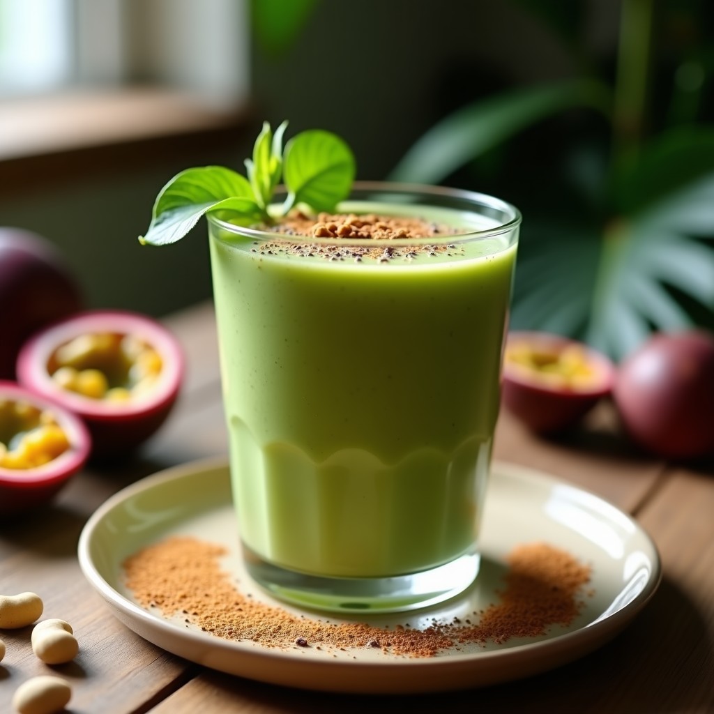 Batido de Alga Espirulina y Maracuyá con Leche de Anacardo: Bebida Superfood en 5 Minutos