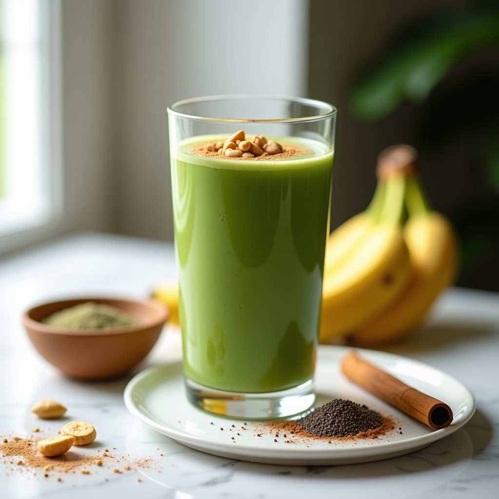 Batido de Espirulina, Plátano y Cacahuete: Bebida Energética Pre-Entreno Sin Azúcar