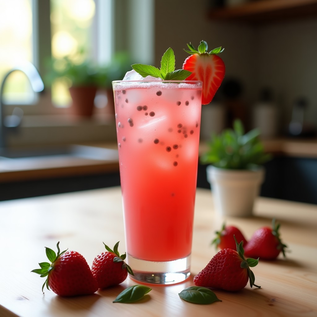 Batido de Fresas y Albahaca con Agua de Rosa: Bebida Detox y Refrescante en 5 Minutos