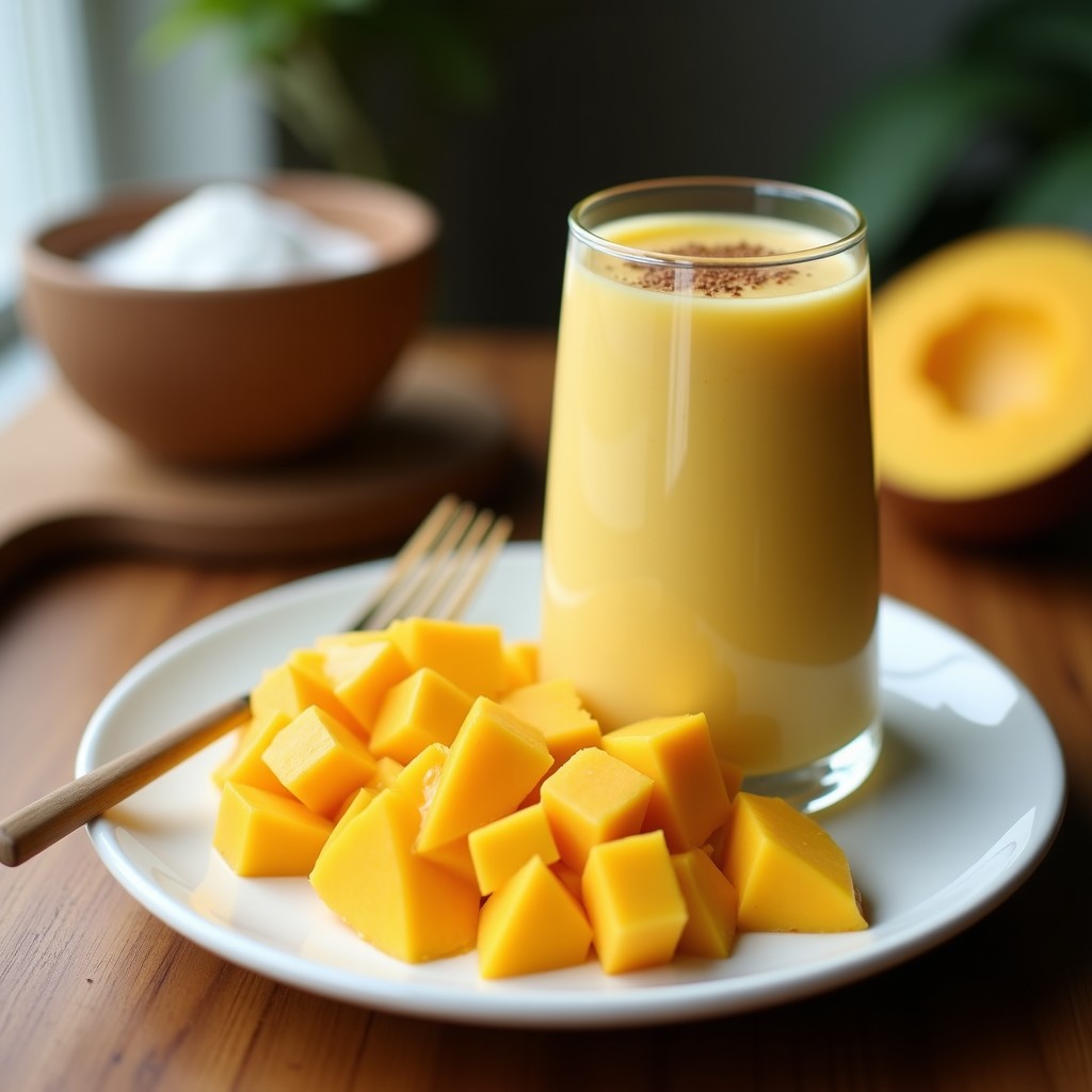 Batido de Mango y Chía con Leche de Coco: Desayuno Tropical Keto y Sin Azúcar