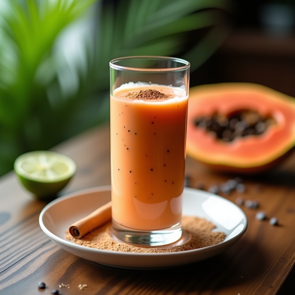 Batido de Papaya y Semillas de Chía con Canela: Bebida Tropical Alta en Fibra en 5 Minutos