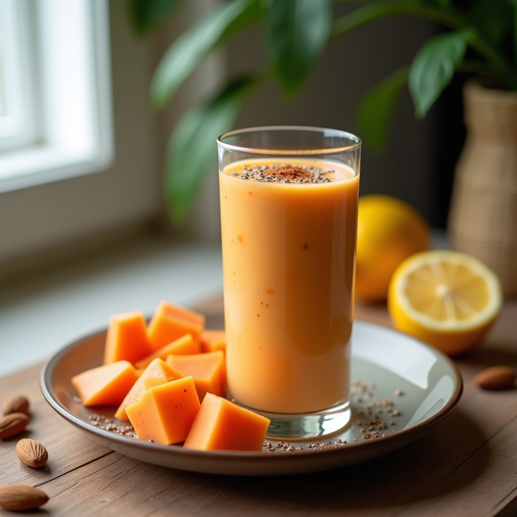 Batido de Papaya y Chía con Leche de Almendras: Desayuno Tropical Detox en 5 Minutos