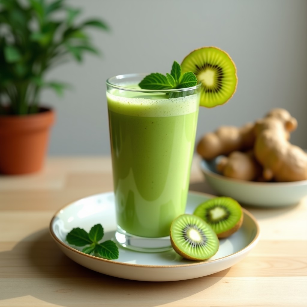 Batido Verde de Kiwi y Jengibre: Receta Detox y Energizante Sin Lácteos