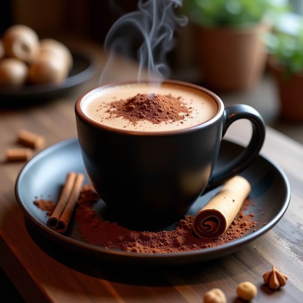 Bebida de Cacao y Hongos Reishi: Infusión Energética y Adaptógena para el Invierno