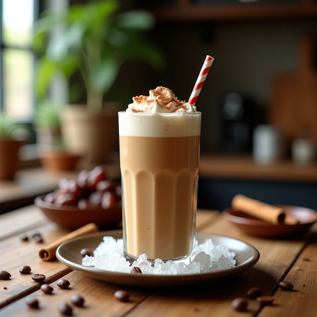 Bebida de Café con Hielo y Canela: Receta Vegana de Frappé Proteico con Dátiles