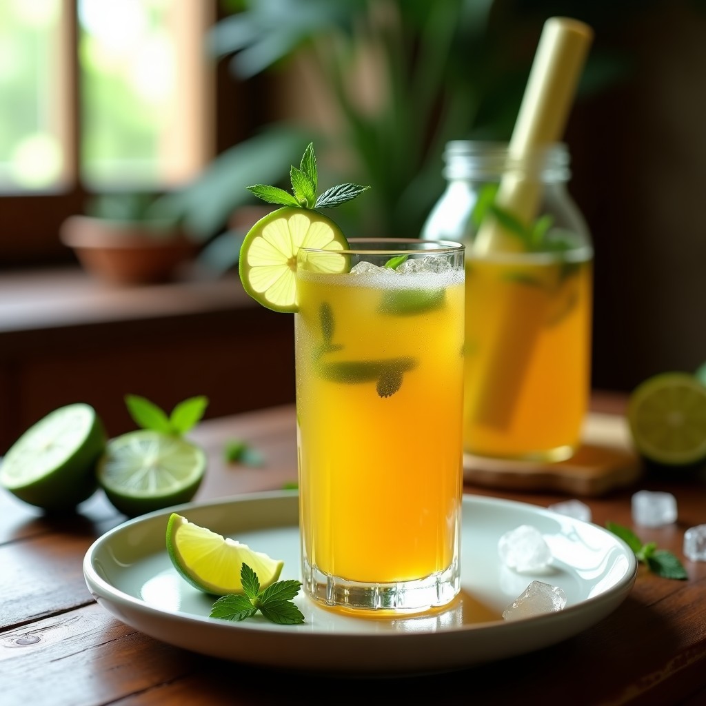 Bebida de Caña de Azúcar Fermentada con Jengibre y Lima: Refresco Probiótico Mexicano
