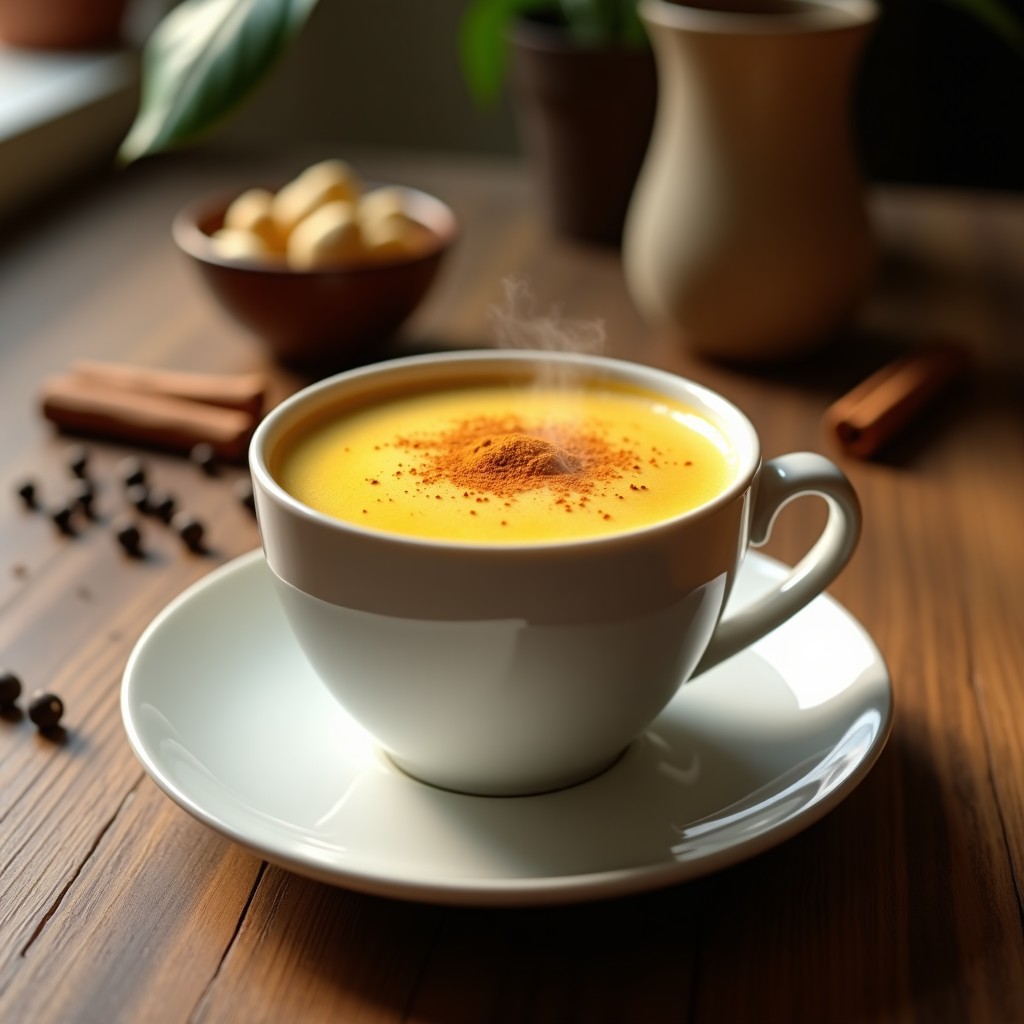 Bebida de Cúrcuma y Pimienta Negra con Leche de Anacardo: Golden Latte Vegano en 5 Minutos