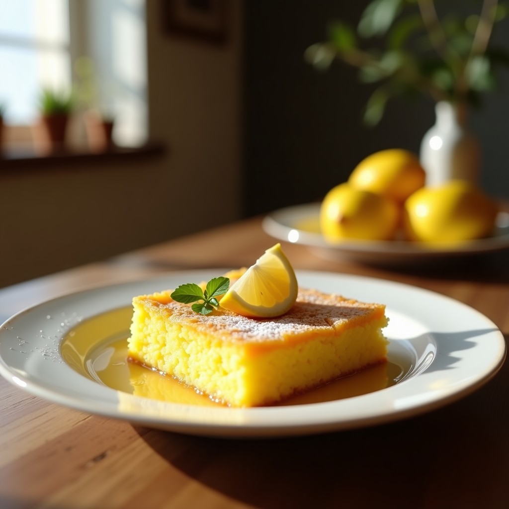 Bizcocho de limón y amapola esponjoso recién horneado, con una textura jugosa y un aroma intenso de limón y amapola