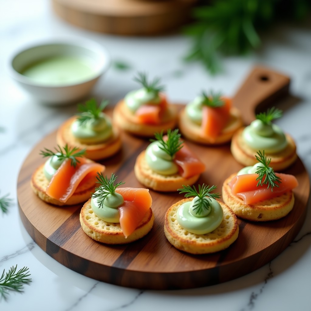 Blinis de Almendra y Salmón Ahumado: Aperitivo Keto con Crema de Eneldo en 15 Minutos