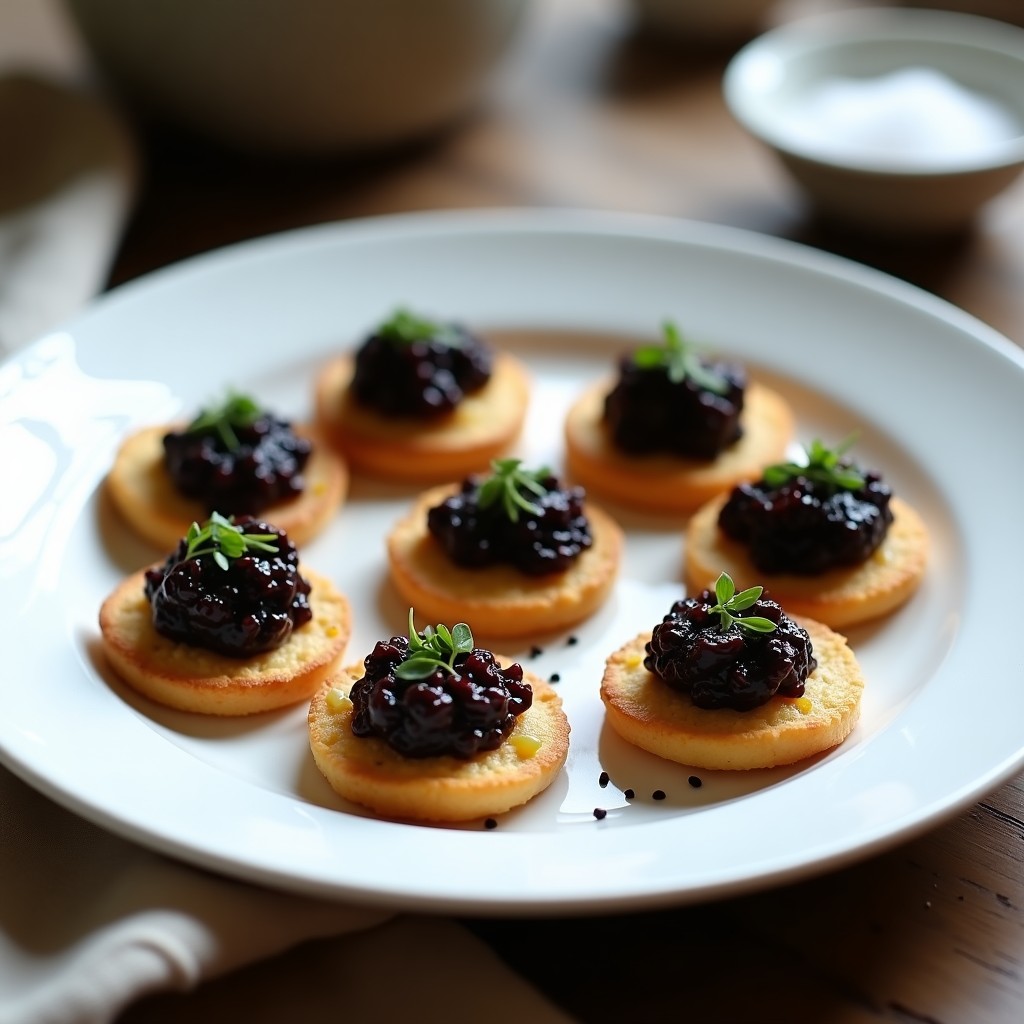 Blinis de Almidón de Yuca con Caviar de Berenjena: Receta Rusa Vegana y Sin Gluten