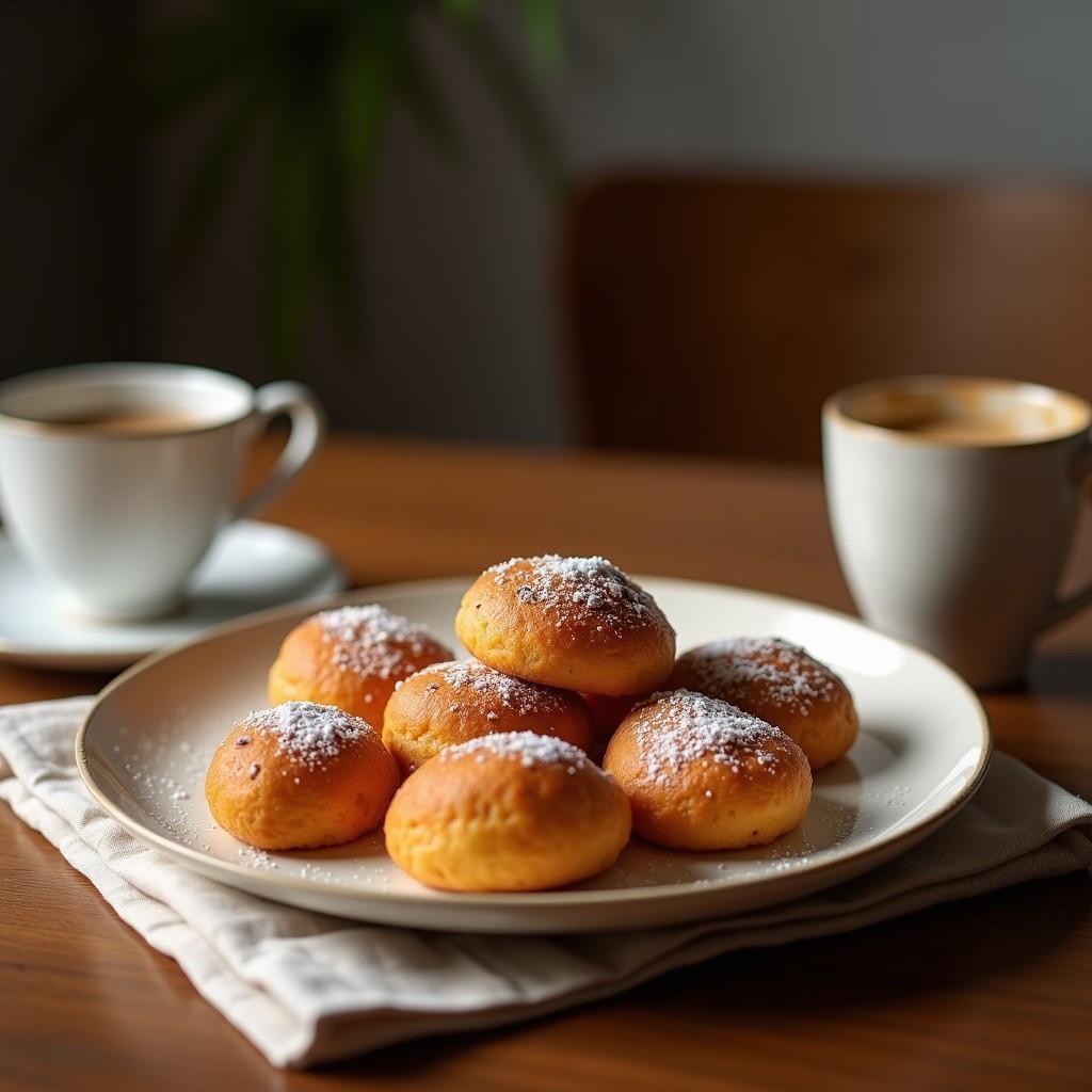 Bolas de energía keto de café y semillas de chácharo dispuestas en un plato de madera rústico, espolvoreadas con coco rallado y rodeadas de granos de café y semillas de chía. Snack saludable sin cocción.