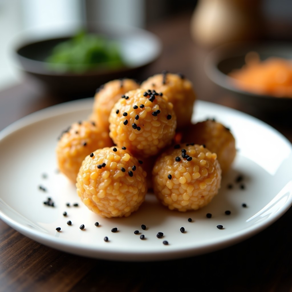 Bolitas de Arroz Integrales con Algas y Semillas de Sésamo: Snack Japonés Crujiente en Airfryer