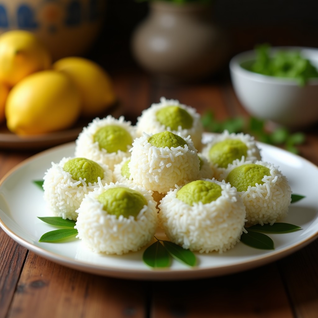 Bolitas de Coco y Matcha con Centro Líquido de Limón: Postre Keto y Sin Azúcar