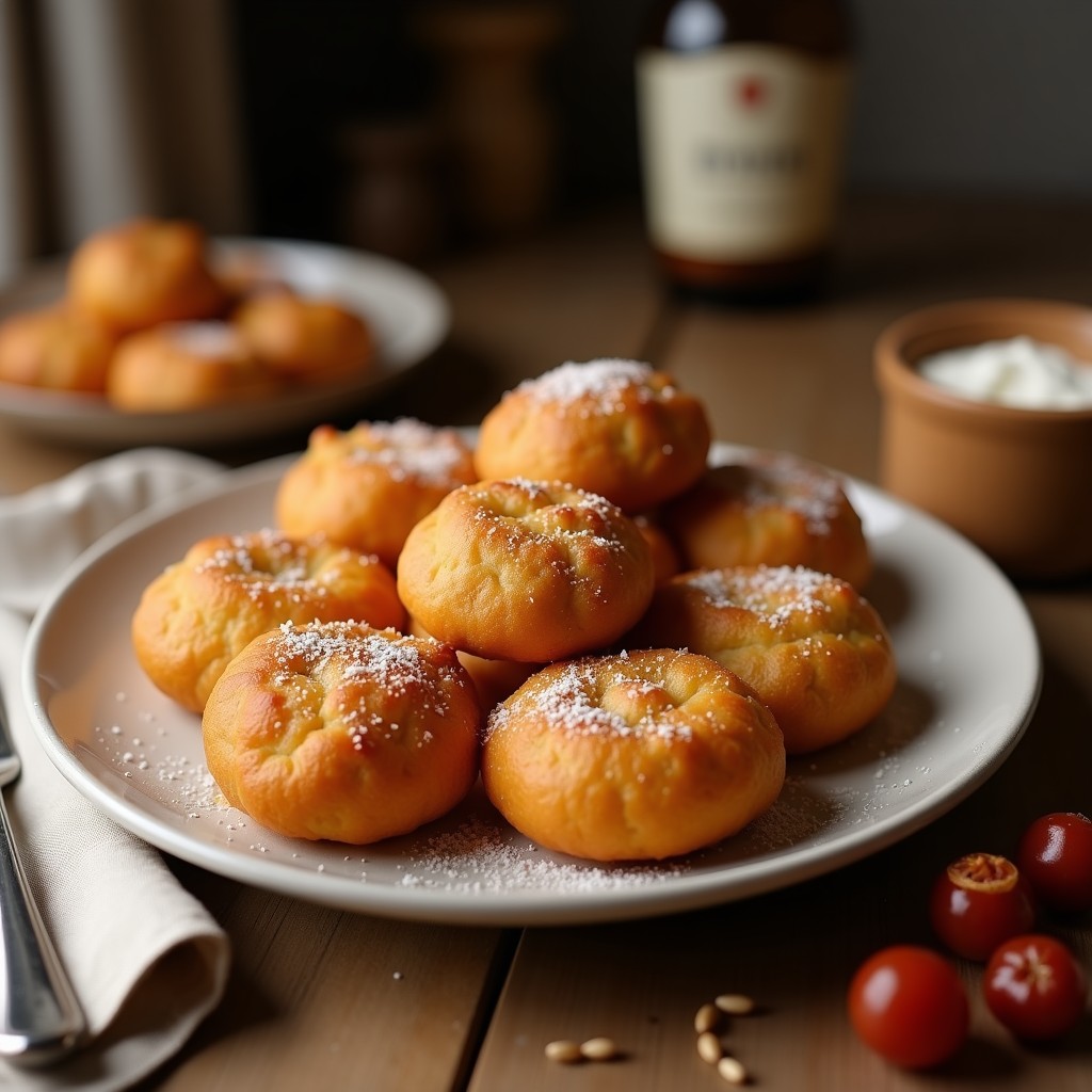 Bolitas de dátiles y nueces con canela dispuestas en una fuente de madera, espolvoreadas con coco rallado y canela en polvo, postre energético sin horno y sin azúcar.