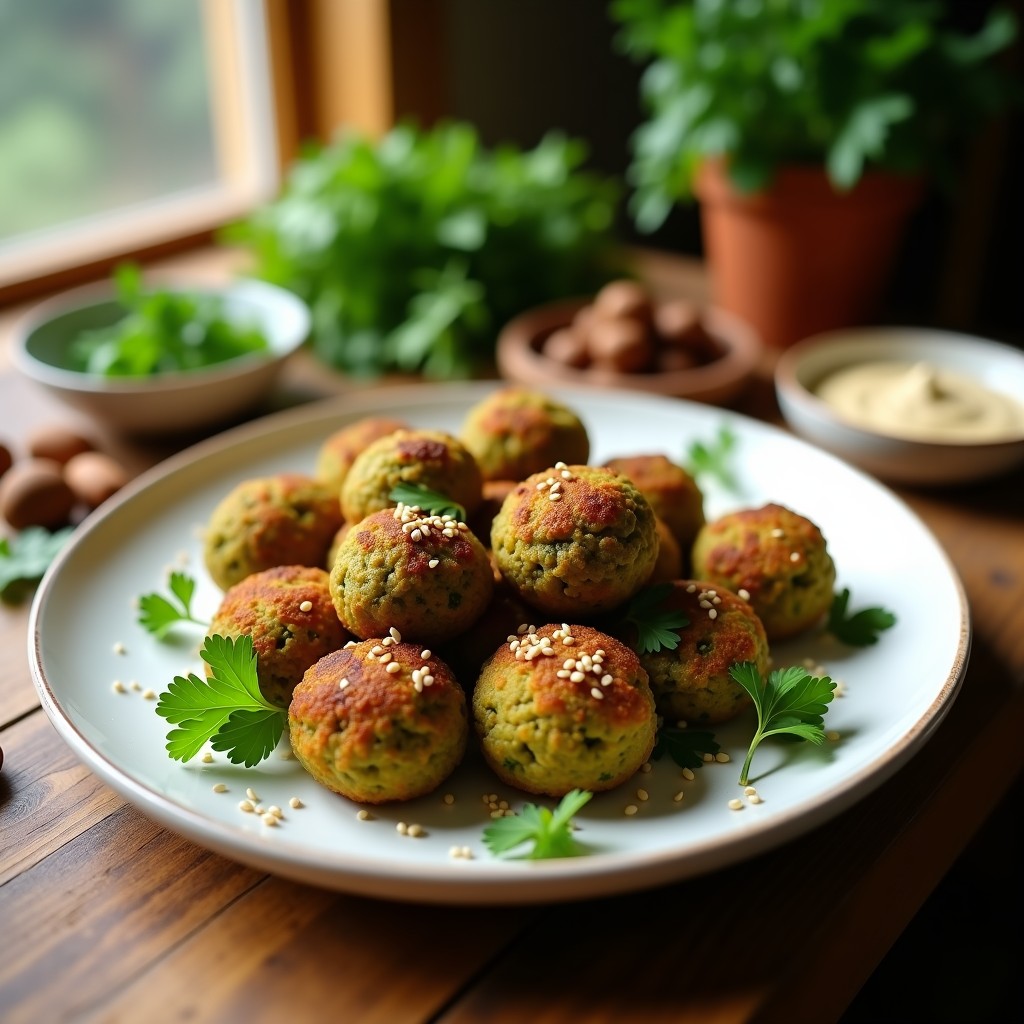Bolitas de Falafel de Lentejas Verdes: Receta Árabe Crujiente en Airfryer