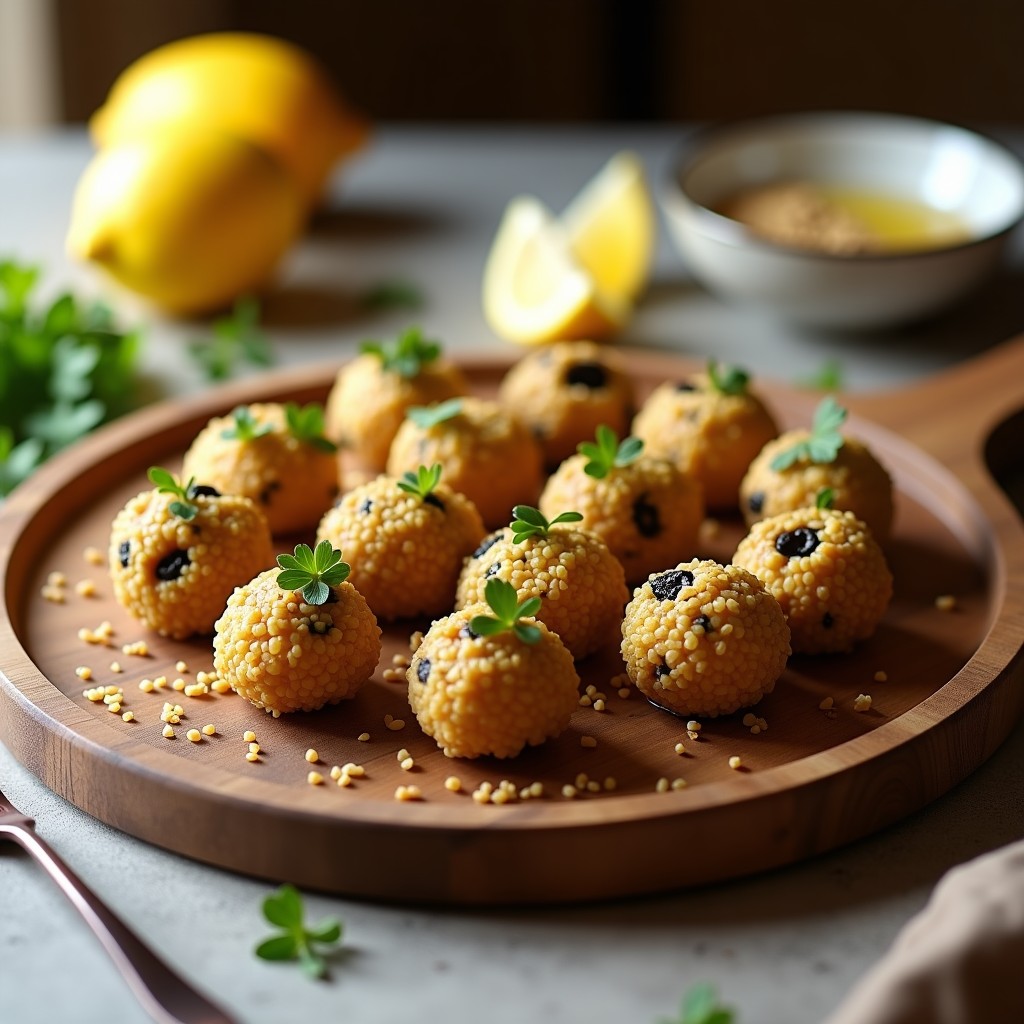 Bolitas de Quinoa y Aceitunas Kalamata: Aperitivo Griego Sin Horno en 10 Minutos