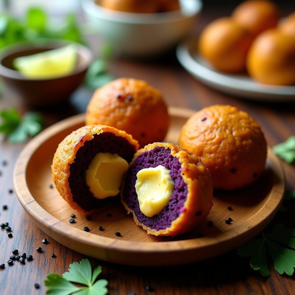 Bollitos de Ñame Morado Rellenos de Pollo al Curry: Receta Dominicana en Airfryer Crujiente