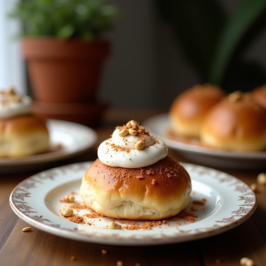 Bollos de Canela de Harina de Coco con Crema de Anacardos: Postre Sin Gluten y Sin Azúcar