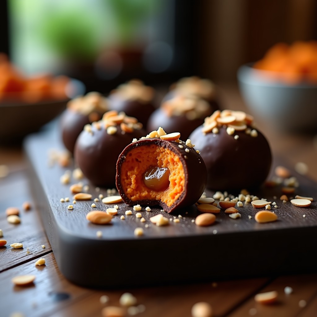 Bomba de Chocolate y Batata con Heart de Caramelo Salado: Postre Vegano Sin Horno en 15 Minutos