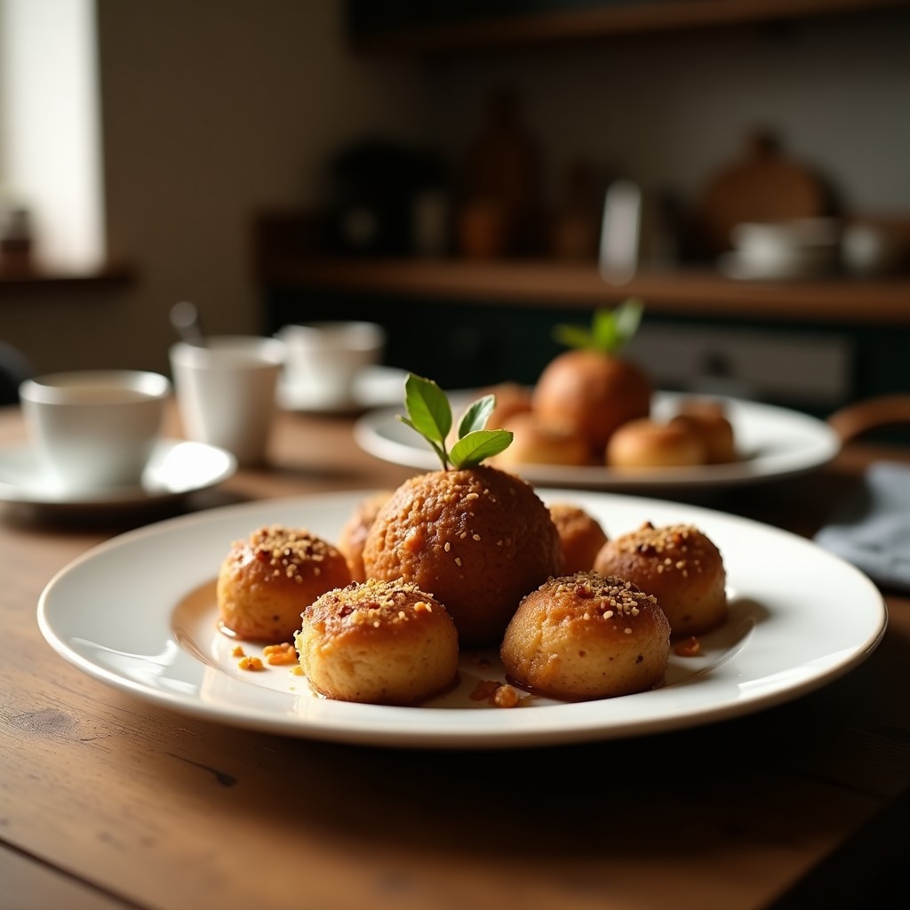 Bombones de chocolate negro con centro líquido de trufa, receta gourmet de café, sobre bandeja de mármol con virutas de chocolate blanco.