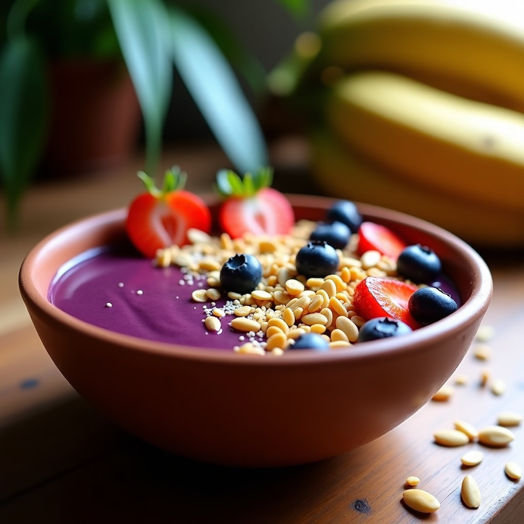 Bowl de Açaí con Granola de Quinoa y Semillas: Desayuno Brasileño Alta en Antioxidantes