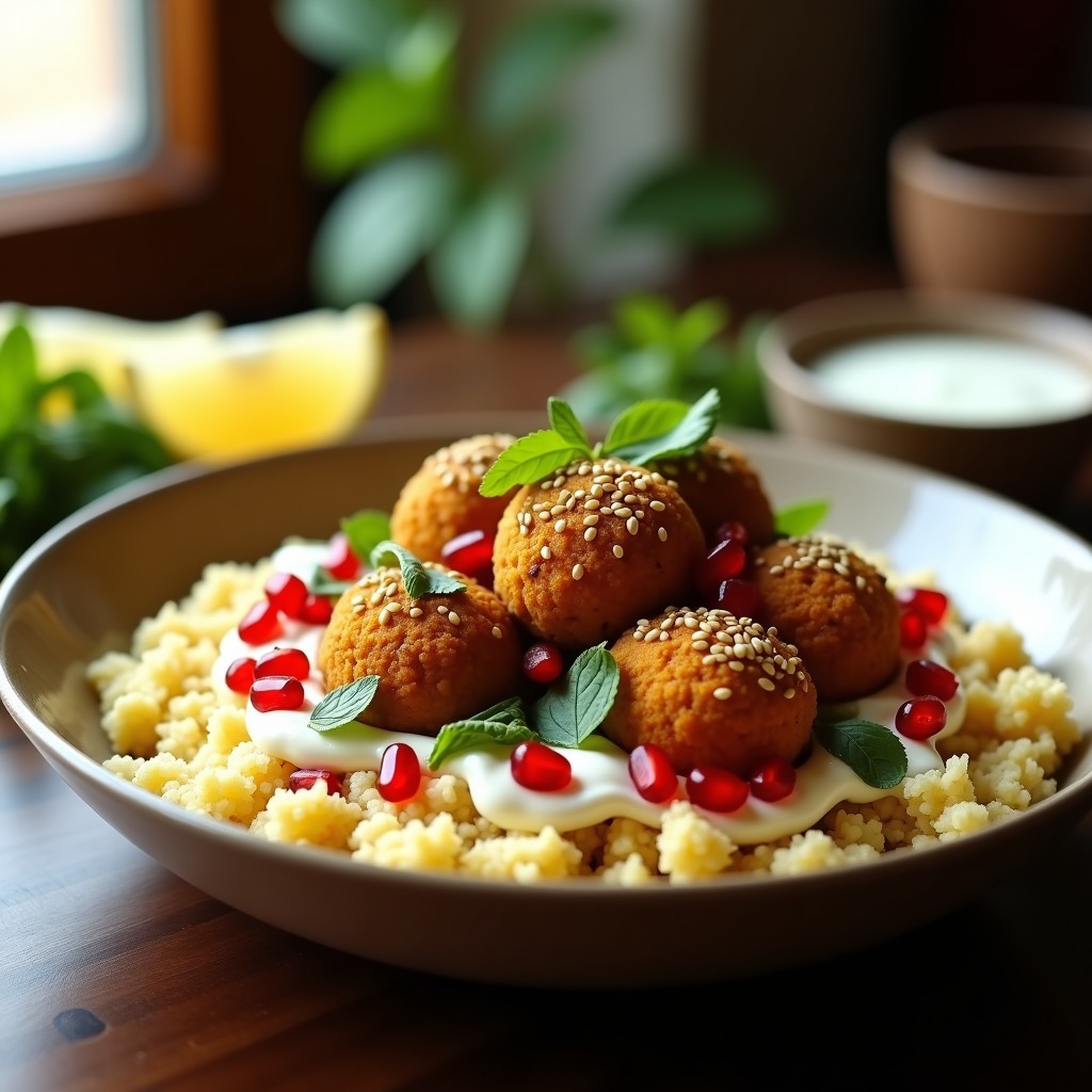 Bowl de Cúscus de Coliflor con Falafel de Lentejas Rojas: Receta Árabe Low Carb
