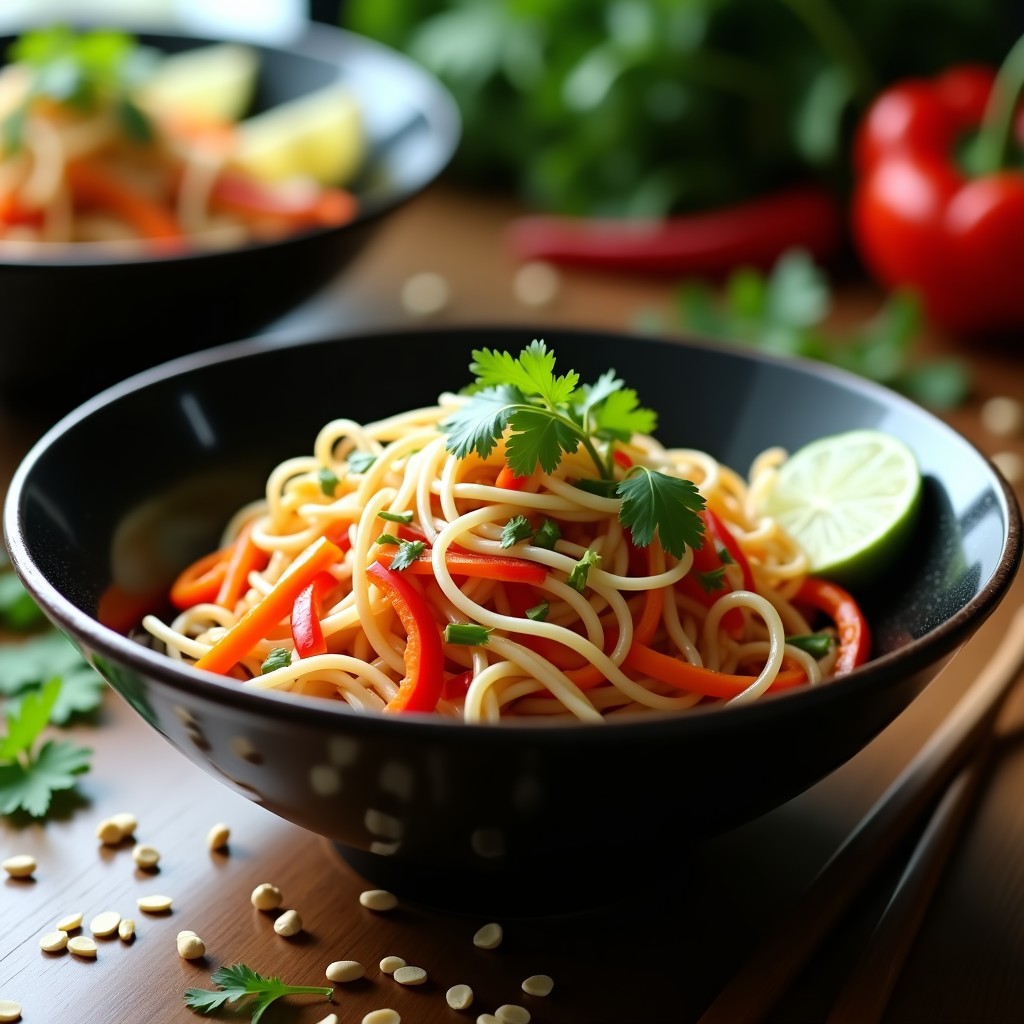 Bowl de Fideos de Konjac con Vegetales Salteados: Receta Tailandesa Keto en 5 Minutos