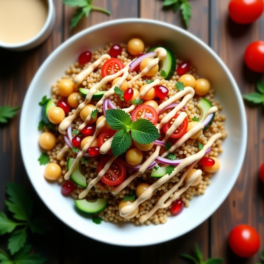 Bowl de Mijo con Garbanzos Crujientes y Salsa de Tahini: Receta Árabe en Airfryer