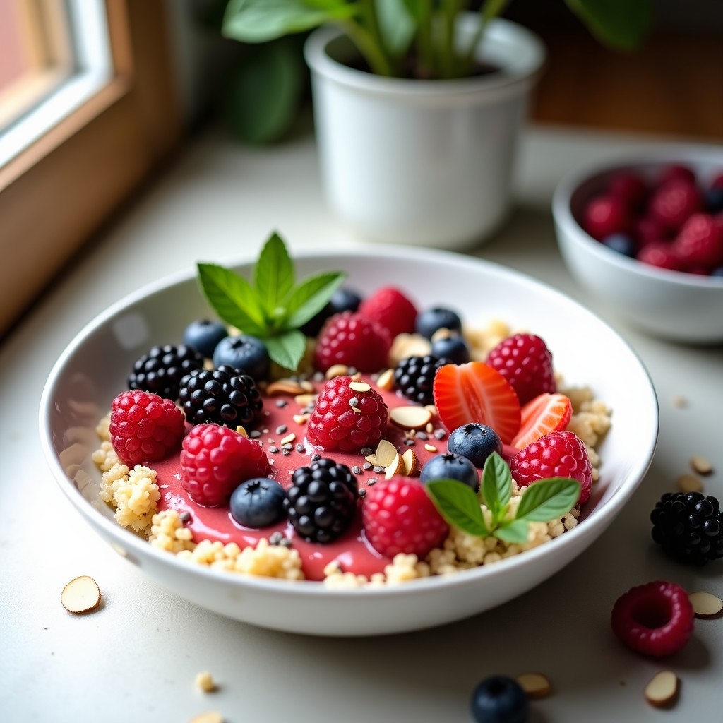 Bowl de Quinoa y Frutos del Bosque con Vinagreta de Frambuesa: Receta Sin Gluten y Rica en Antioxidantes