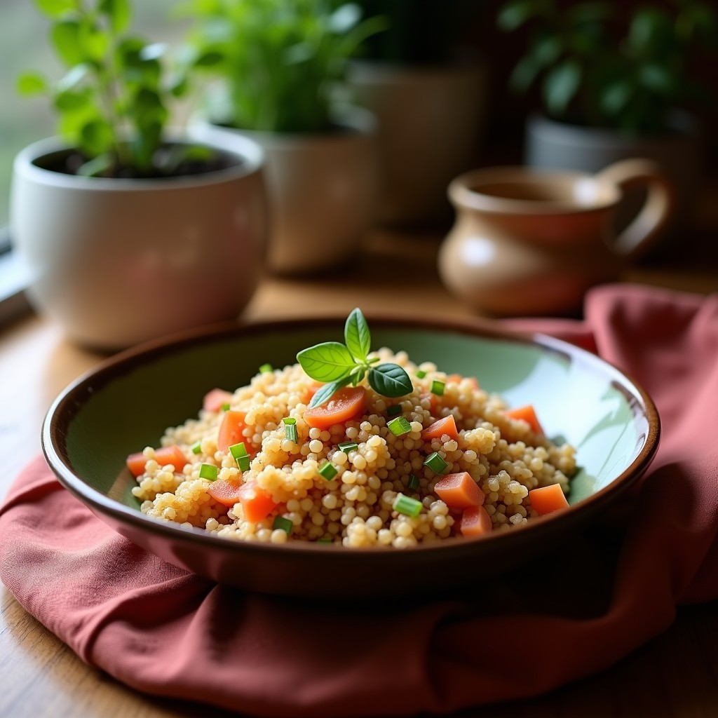 Bowl de Quinoa con Semillas de Granado y Aderezo de Rosa Mosqueta: Desayuno Antiinflamatorio y Rico en Omega-3