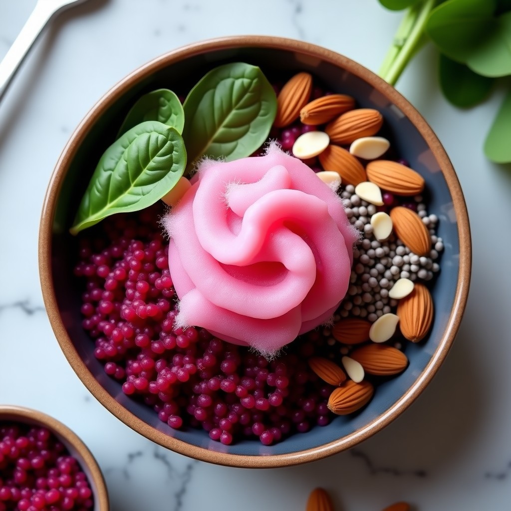 Bowl de Quinoa Morada con Algodón de Azúcar de Remolacha: Receta Vegana y Antioxidante en 15 Minutos