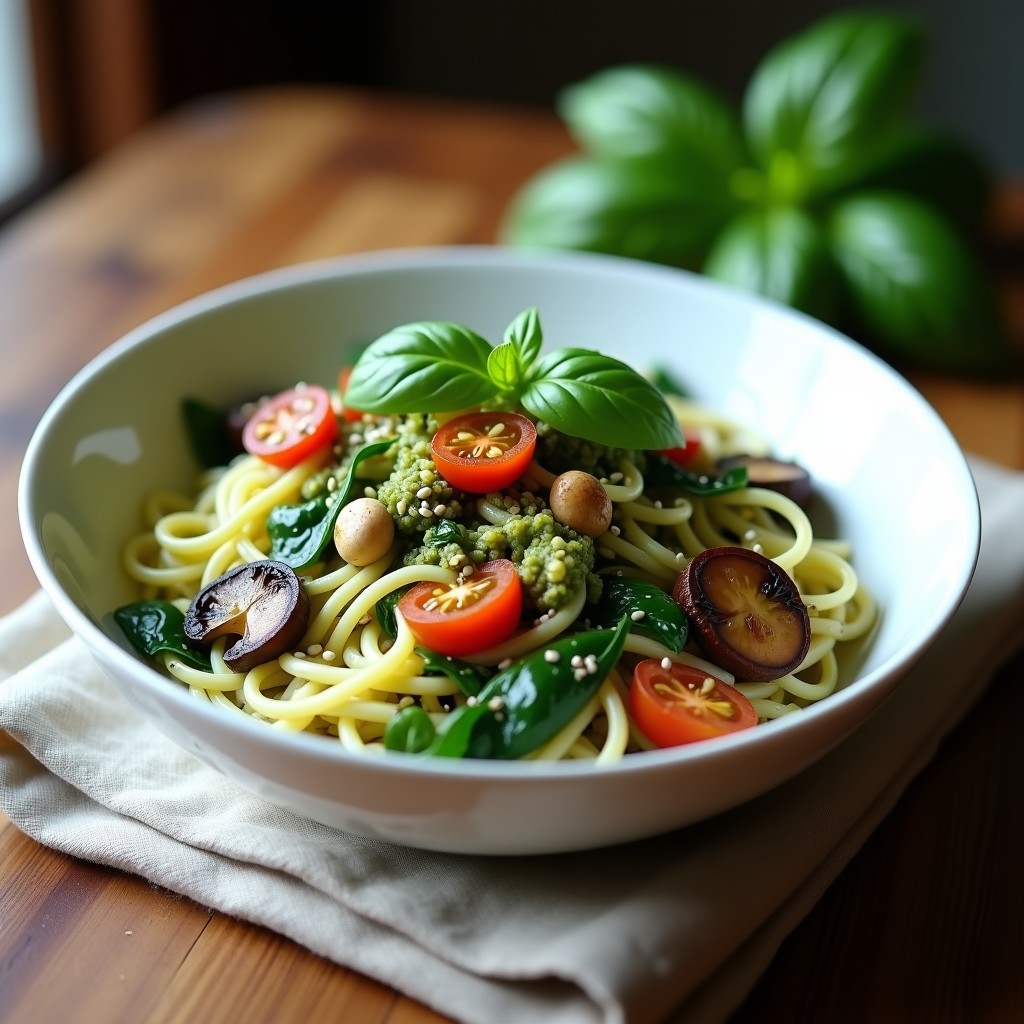 Bowl de Shirataki con Pesto de Albahaca y Tomates Secos: Receta Keto Sin Carbohidratos