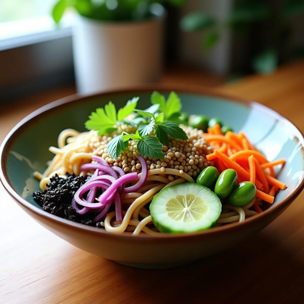Bowl de Soba con Edamame y Sésamo Tostado: Receta Japonesa Vegana y Alta en Fibra