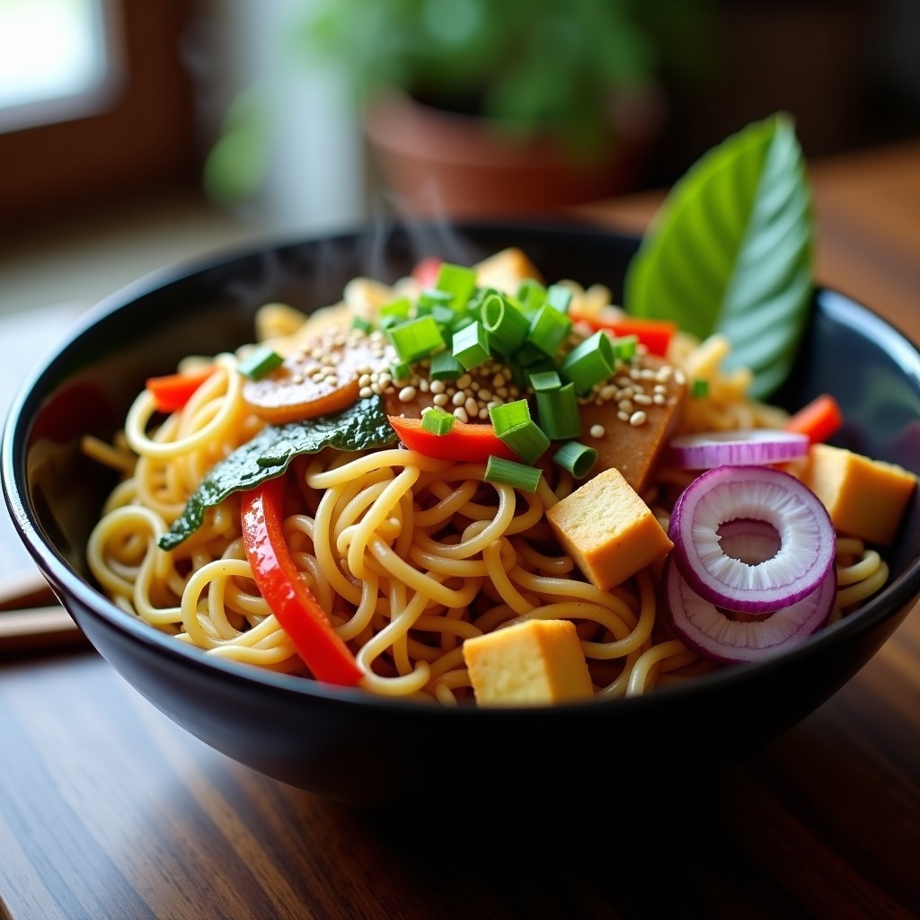 Bowl de Yakisoba de Calabacín y Tofu: Receta Japonesa Keto en 20 Minutos