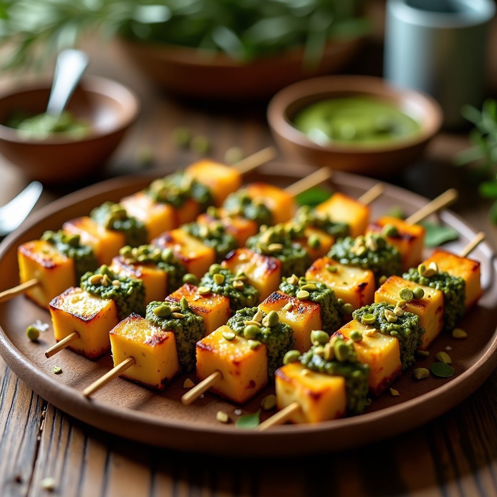 Brochetas de Corazón de Alcachofa y Halloumi con Pesto de Pistacho: Receta Mediterránea en Airfryer