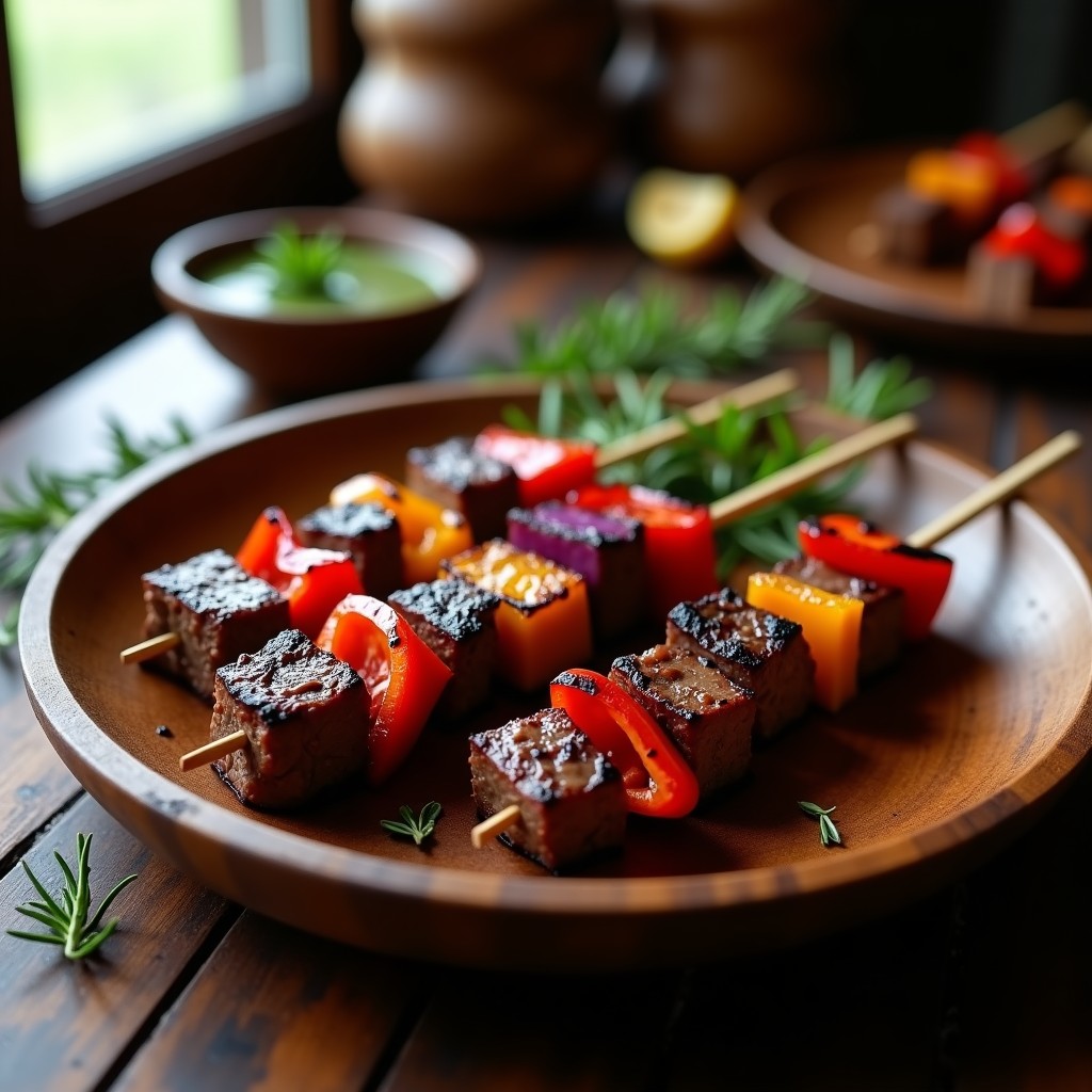 Brochetas de Carne de Res Marinada en Vino Tinto y Romero: Receta Argentina en Airfryer