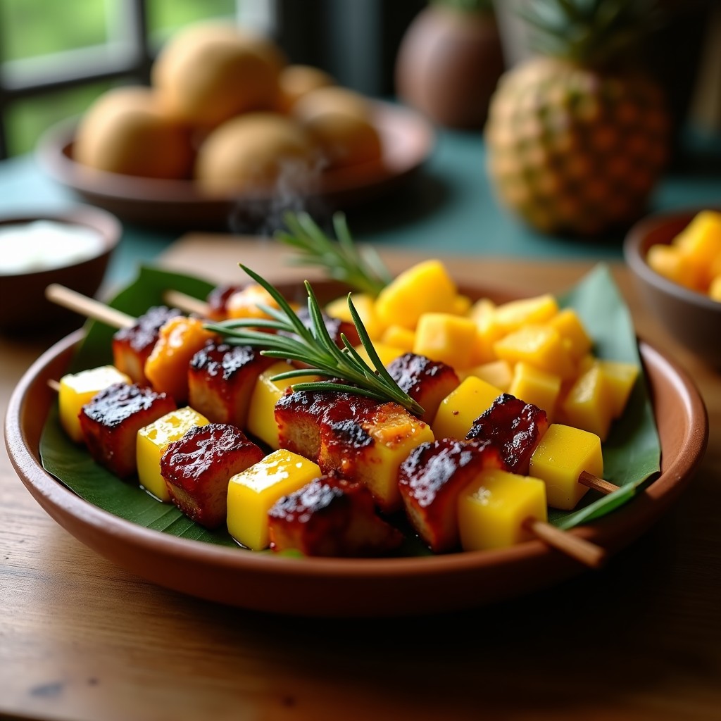 Brochetas de Cerdo Marinadas en Piña y Romero: Receta Peruana en Airfryer en 20 Minutos