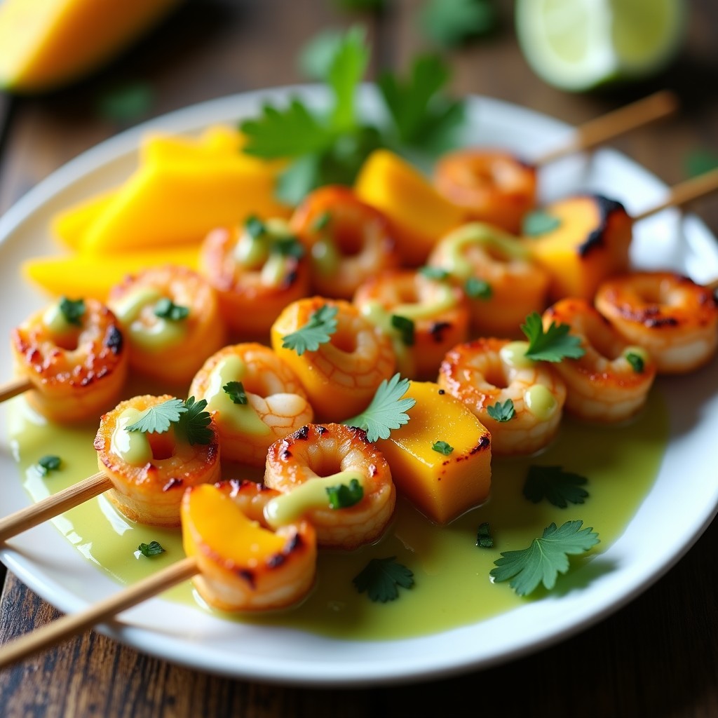 Brochetas de Gambas y Mango con Salsa de Lima: Receta Tailandesa en Airfryer y Sin Gluten