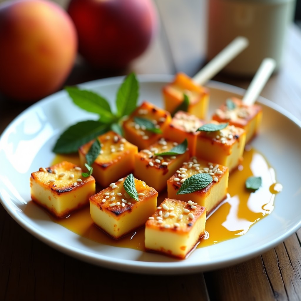 Brochetas de Halloumi y Durazno con Miel de Lavanda: Entrante Griego a la Plancha en 15 Minutos