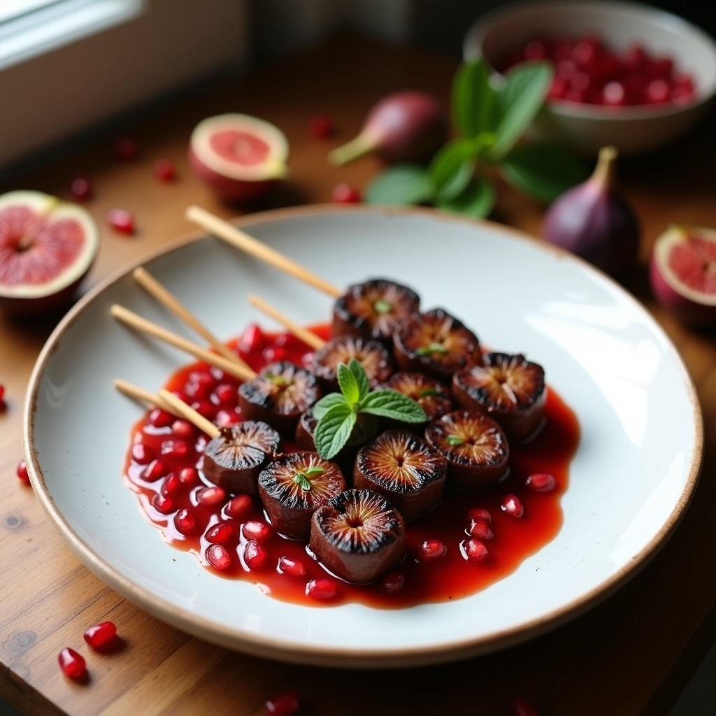 Brochetas de Hígado de Res y Higos: Receta Griega con Salsa de Granado