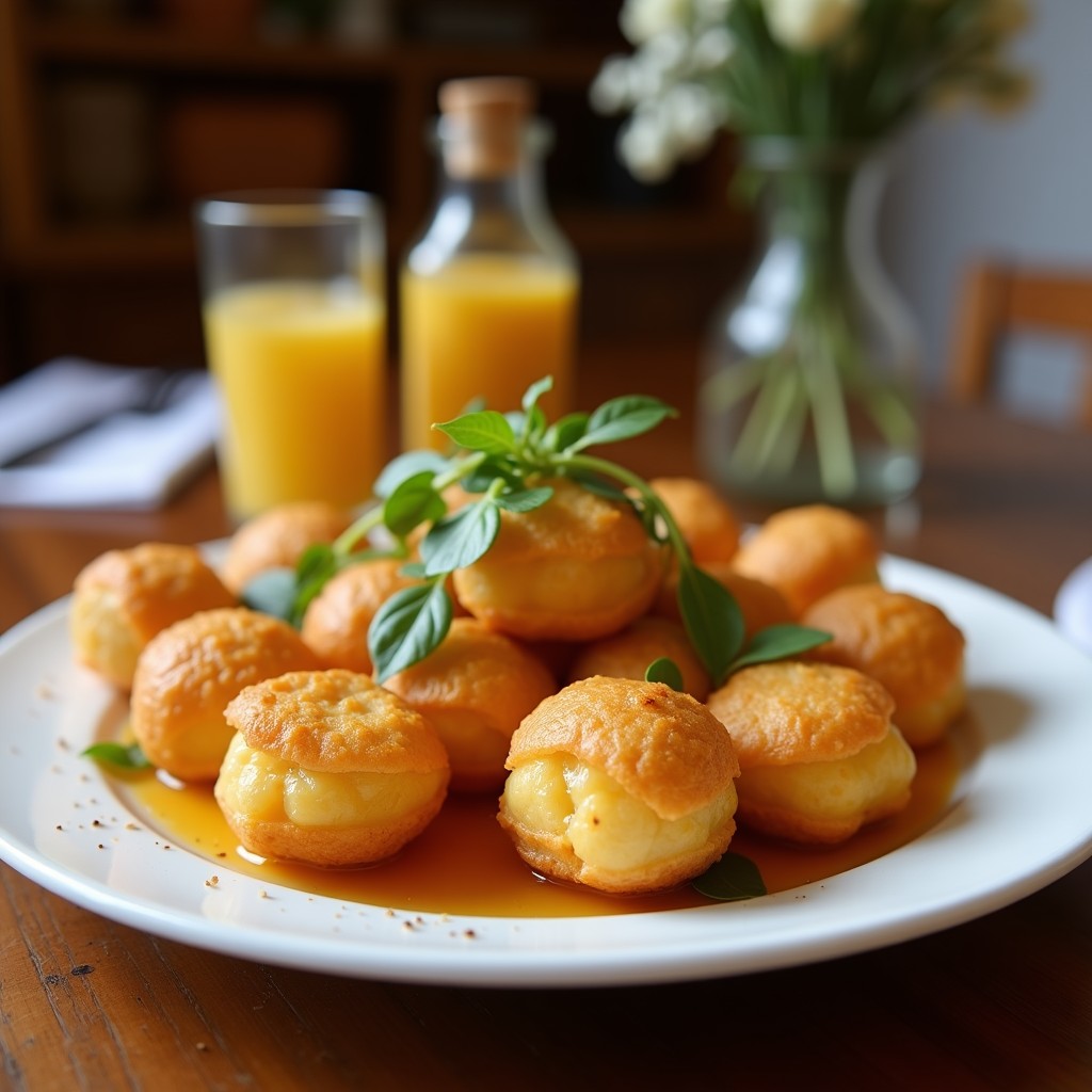 Brochetas doradas de higos frescos cortados por la mitad, queso de oveja en cubos ligeramente gratinado y miel de romero brillante, servidas en un plato de cerámica blanca con almendras fileteadas y ramitas de romero fresco. Postre mediterráneo en Airfryer.