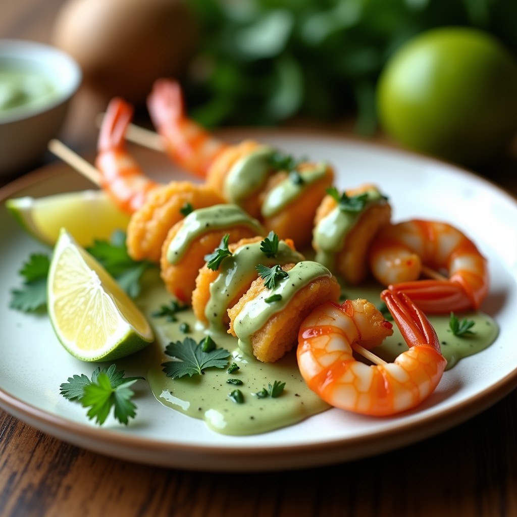 Brochetas de Corazón de Palmito y Gambas con Moqueca de Cilantro: Receta Brasilera en Airfryer