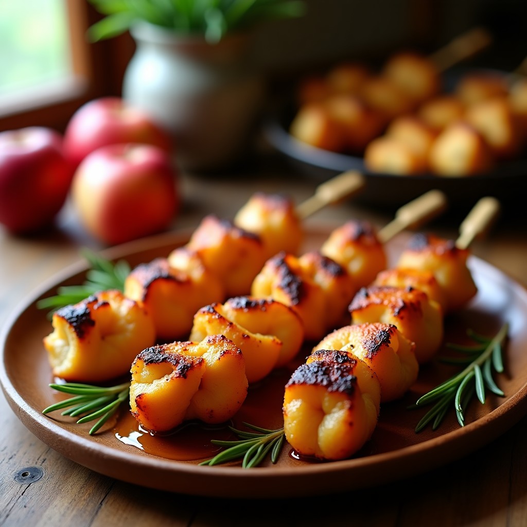 Brochetas de Pollo Marinado en Sidra con Manzana Asada: Receta Española en Airfryer Crujiente